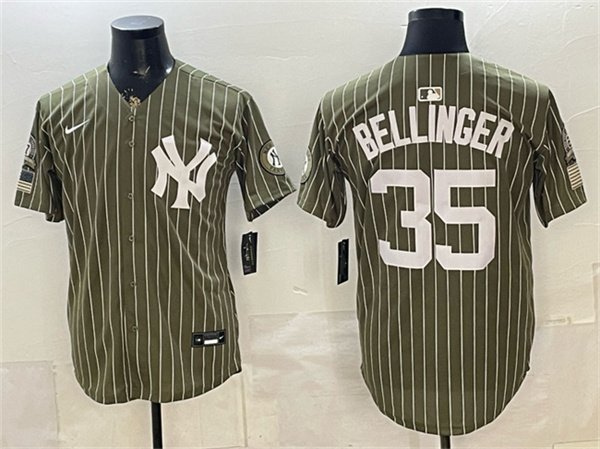 Men's New York Yankees #35 Cody Bellinger Olive 2026 Armed Forces Day Salute To Service Stitched Baseball Jersey
