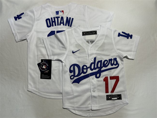 Toddler Los Angeles Dodgers #17 Shohei Ohtani White Stitched Baseball Jersey