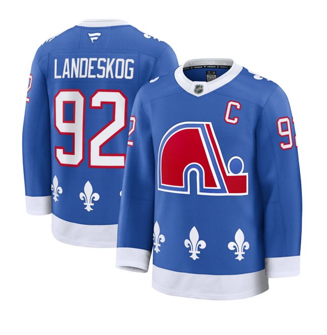 Men's Colorado Avalanche #92 Gabriel Landeskog Blue 2025 With C Patch Alternate Stitched Jersey