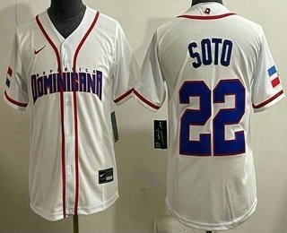 Women's Dominican #22 Juan Soto White 2026 World Baseball Classic Cool Base Jersey