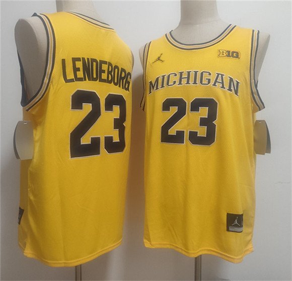 Men's Michigan Wolverines #23 Yaxel Lendeborg Yellow Vapor Limited Stitched Football Jersey