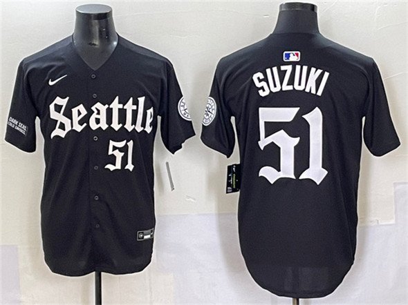 Men's Seattle Mariners #51 Ichiro Suzuki Black 'Deep Sea Gothic Edition' Vapor Premier Limited Stitched Baseball Jersey