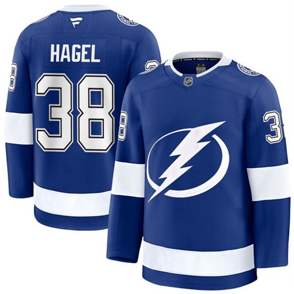 Men's Tampa Bay Lightning #38 Brandon Hagel Blue Home Stitched Hockey Jersey