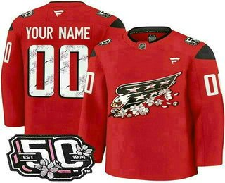 Men's Washington Capitals Customized Red 50th Anniversary Authentic Jersey