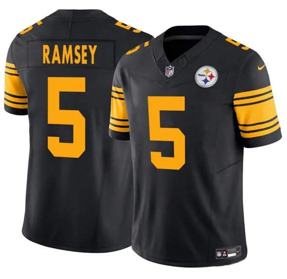 Youth Pittsburgh Steelers #5 Jalen Ramsey Black 2024 F.U.S.E. Color Rush Limited Football Stitched Jersey