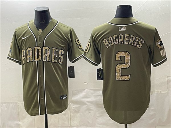 Men's San Diego Padres #2 Xander Bogaerts Olive 2026 Armed Forces Day Stitched Baseball Jersey