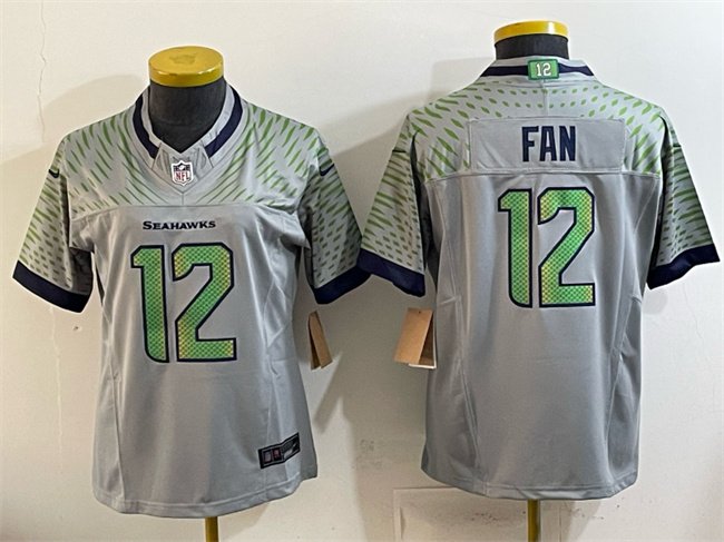 Youth Seattle Seahawks #12 Fan Grey 2025 F.U.S.E. “Rivalries” Vapor Untouchable Limited Stitched Football Jersey