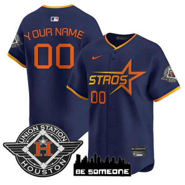 Men's Houston Astros Active Player Custom Navy 2025 City Connect Limited Stitched Baseball Jersey