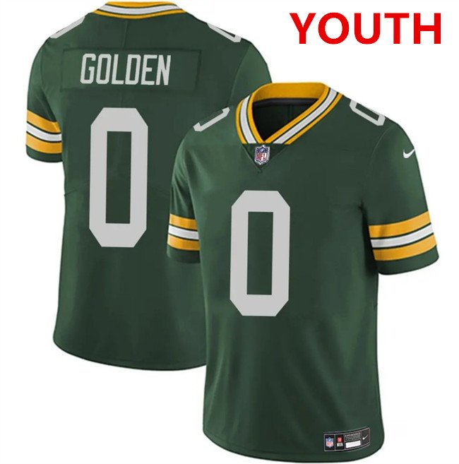 Youth Green Bay Packers #0 matthew golden green 2025 vapor untouchable limited stitched football jersey