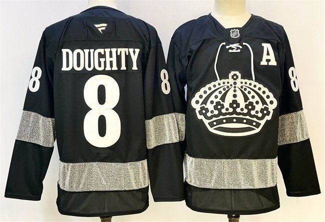 Men's Los Angeles Kings #8 Drew Doughty Black With A Patch Alternate Stitched Hockey Jersey