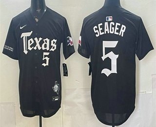 Men's Texas Rangers #5 Corey Seager Black Gothic Mexico 2025 Vapor Premier Limited Jersey