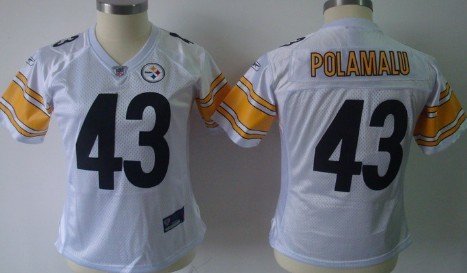 Pittsburgh Steelers #43 Troy Polamalu White Womens Team Jersey