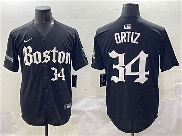 Men's Boston Red Sox #34 David Ortiz Black Gothic Vapor Limited Stitched Baseball Jersey