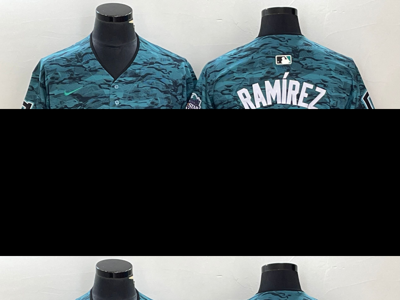 Men's Cleveland Indians #11 Jose Ramirez Number Teal 2023 All Star Cool Base Stitched Jersey