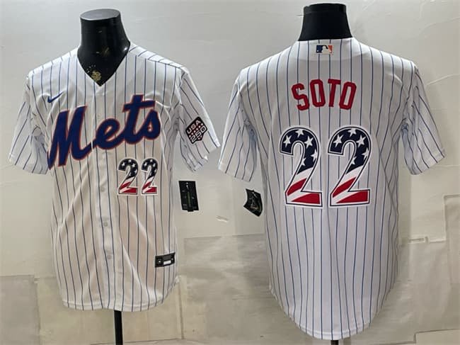 Men's New York Mets #22 Juan Soto White USA 250 Fourth of July Home Stitched Baseball Jersey