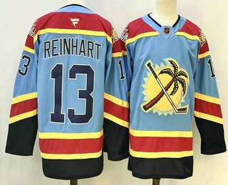 Men's Florida Panthers #13 Sam Reinhart Blue Reverse Retro Stitched Authentic Jersey