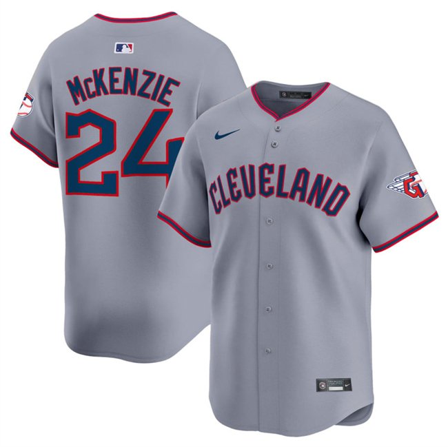 Men's Cleveland Guardians #24 Triston McKenzie Gray 2025 Alternate Limited Stitched Baseball Jersey
