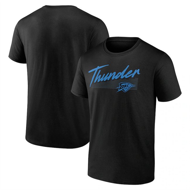 Men's Oklahoma City Thunder Black Color Block Slant T-Shirt