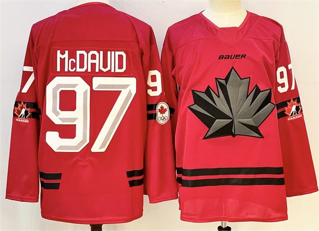 Men's Canada Hockey #97 Connor McDavid Red Stitched Jersey