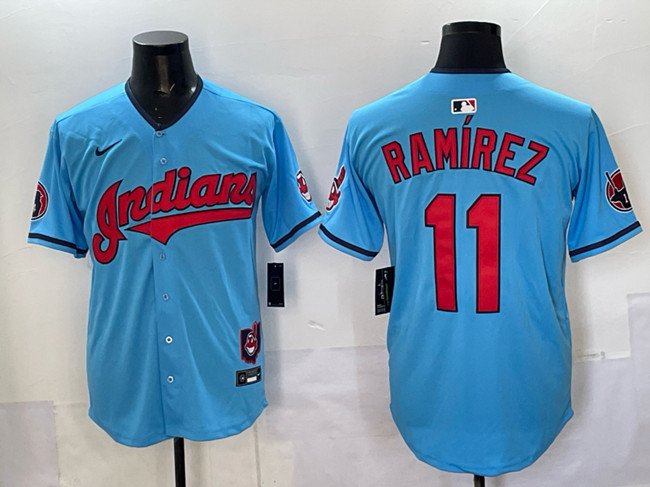 Men's Cleveland Guardians #11 José Ramírez Blue Vapor Premier Limited Stitched Baseball Jersey