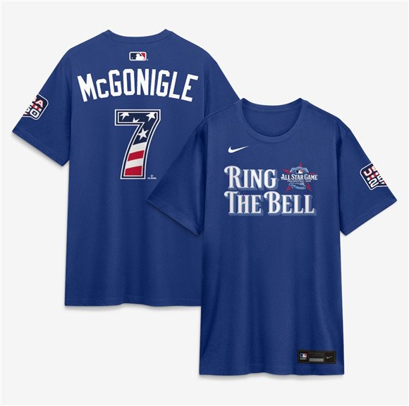 Men's American League #7 Kevin McGonigle Blue 2026 All-Star Game Name & Number T-Shirt