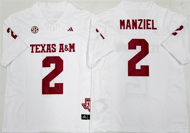 Men's Texas A&M Aggies Lions #2 Johnny Manziel White F.U.S.E. Stitched Jersey