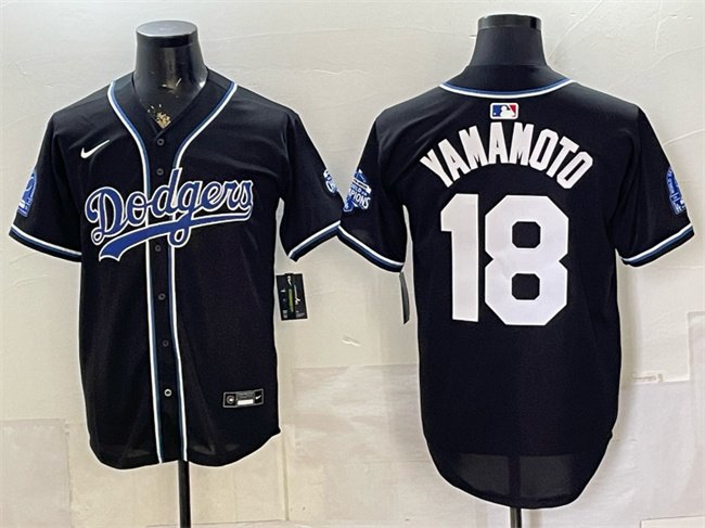Men's Los Angeles Dodgers #18 Yoshinobu Yamamoto B2B Champs 2026 Black Out Style Vapor Limited Stitched Baseball Jersey