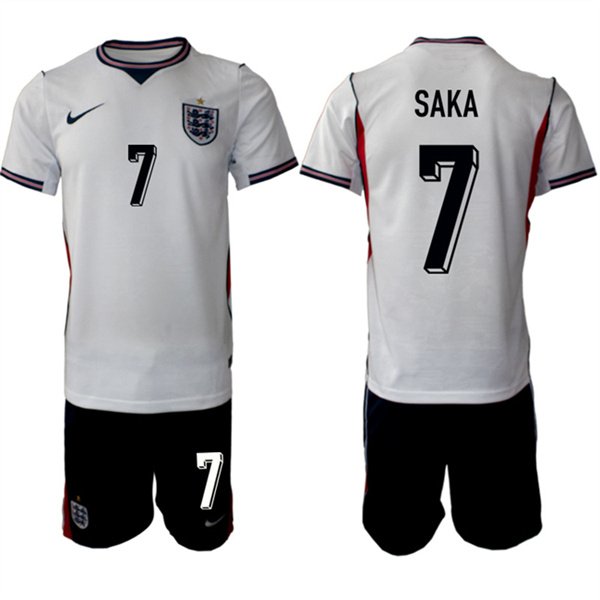 Men's England 2026 #7 Bukayo Saka White Home Soccer Jersey Suit