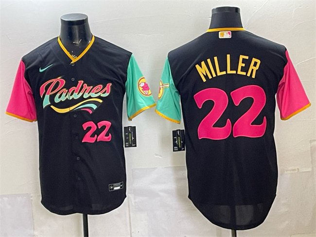 Men's San Diego Padres #22 Mason Miller 2022 Black City Connect Cool Base Stitched Baseball Jersey
