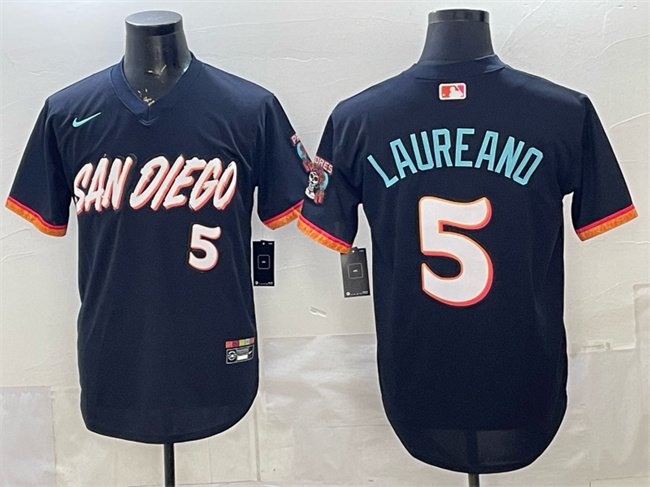 Men's San Diego Padres #5 Ramon Laureano Obsidian 2026 City Connect Stadium Stitched Baseball Jersey