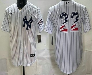 Men's New York Yankees #22 Ben Rice White 2026 USA 250 Fourth of July Home Stadium Stitched Jersey