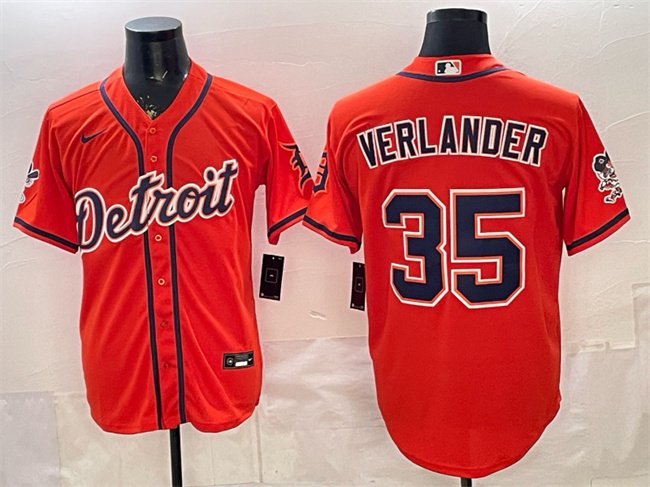 Men's Detroit Tigers #35 Justin Verlander Orange 2026 Cool Base Stitched Baseball Jersey