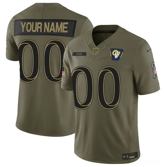 Men's Los Angeles Rams Active Player Custom Olive 2025 F.U.S.E. Salute to Service Limited Stitched Football Jersey