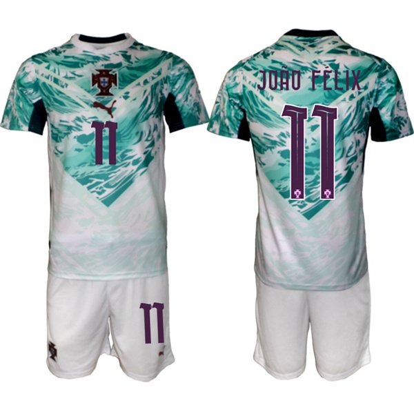 Men's Portugal Team #11 Jo?o Félix Green 2026 World Cup Away Soccer Jersey Suit