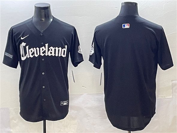 Men's Cleveland Guardians Blank Black Gothic Vapor Premier Limited Stitched Baseball Jersey