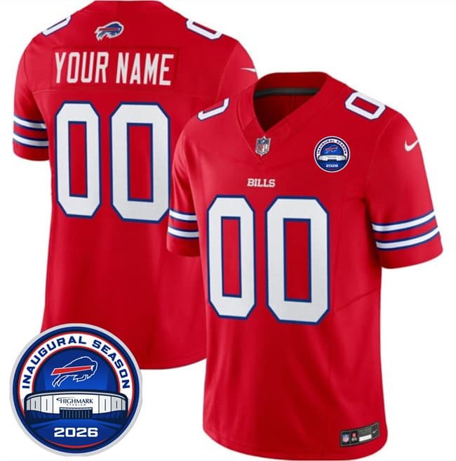 Men's Buffalo Bills Active Player Custom Red F.U.S.E. 2026 Inaugural Season at Highmark Stadium Football Stitched Jersey