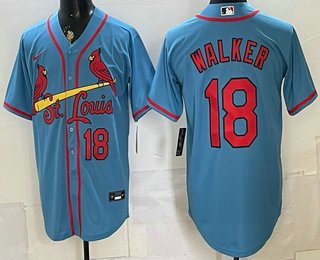 Men's St Louis Cardinals #18 Jordan Walker Blue Stitched Jersey