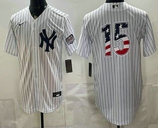 Men's New York Yankees #15 Thurman Munson White 2026 USA 250 Fourth of July Home Stadium Stitched Jersey