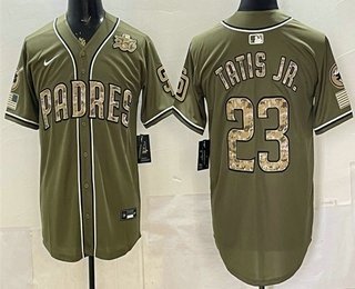 Men's San Diego Padres #23 Fernando Tatis Jr Olive 2026 Armed Forces Day Jersey