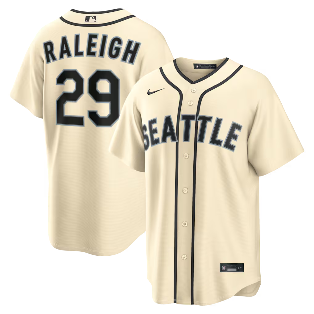 Men's Seattle Mariners #29 Cal Raleigh Cream Nike Alternate Jersey