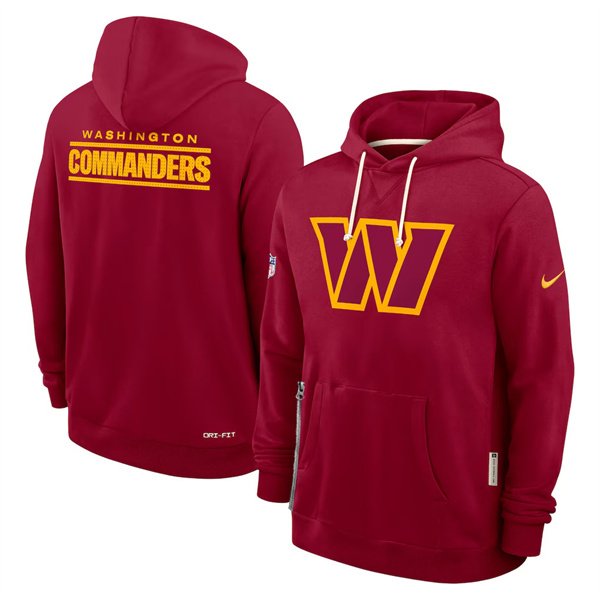 Men's Washington Commanders Maroon Sideline Standard Issue Initial Home Dri-FIT Pullover Hoodie