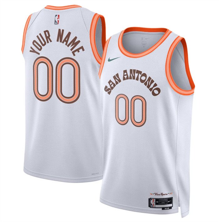 Men's San Antonio Spurs Active Player Custom White 2023-24 City Edition Stitched Basketball Jersey