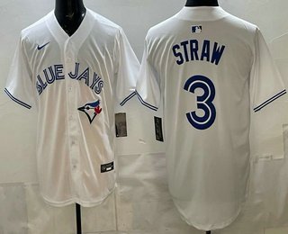 Men's Toronto Blue Jays #3 Myles Straw White Limited Jersey