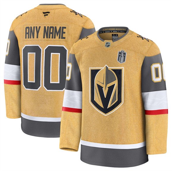Men's Vegas Golden Knights Active Player Custom Gold 2026 Stanley Cup Final Patch Home Stitched Hockey Jersey