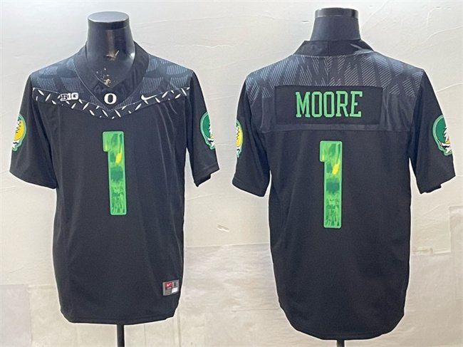Men's Oregon Ducks #1 Dakorien Moore Black F.U.S.E. Vapor Limited Stitched Football Jersey