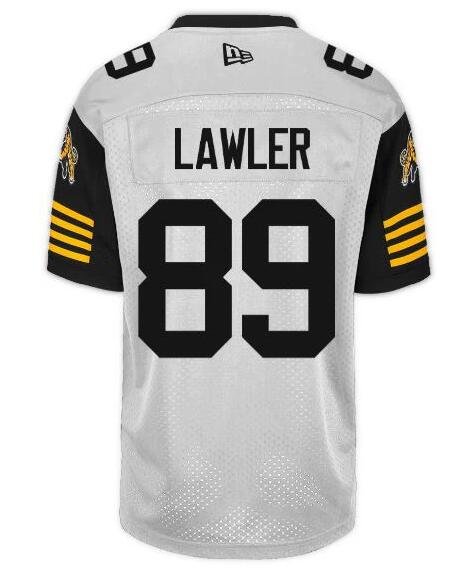 CFL Hamilton tiger cats #89 LAWLER Crested Away White Jersey