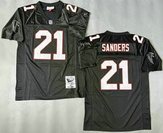 Men's Atlanta Falcons #21 Deion Sanders Black 1992 Throwback Jersey