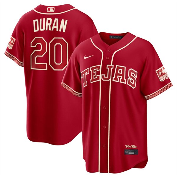 Men's Texas Rangers #20 Ezequiel Durán Red 2026 City Connect Stadium Stitched Baseball Jersey