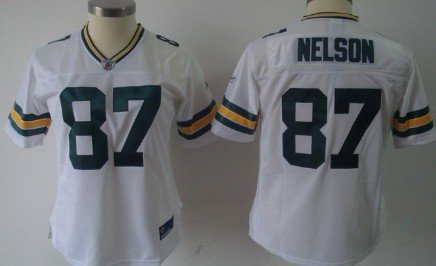 Green Bay Packers #87 Jordy Nelson White Womens Team Jersey