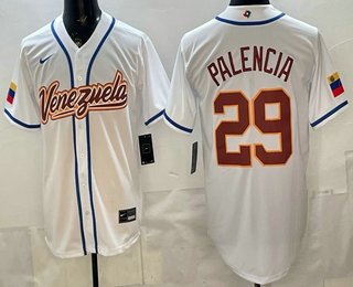 Men's Venezuela #29 Daniel Palencia White 2026 World Baseball Classic Cool Base Jersey